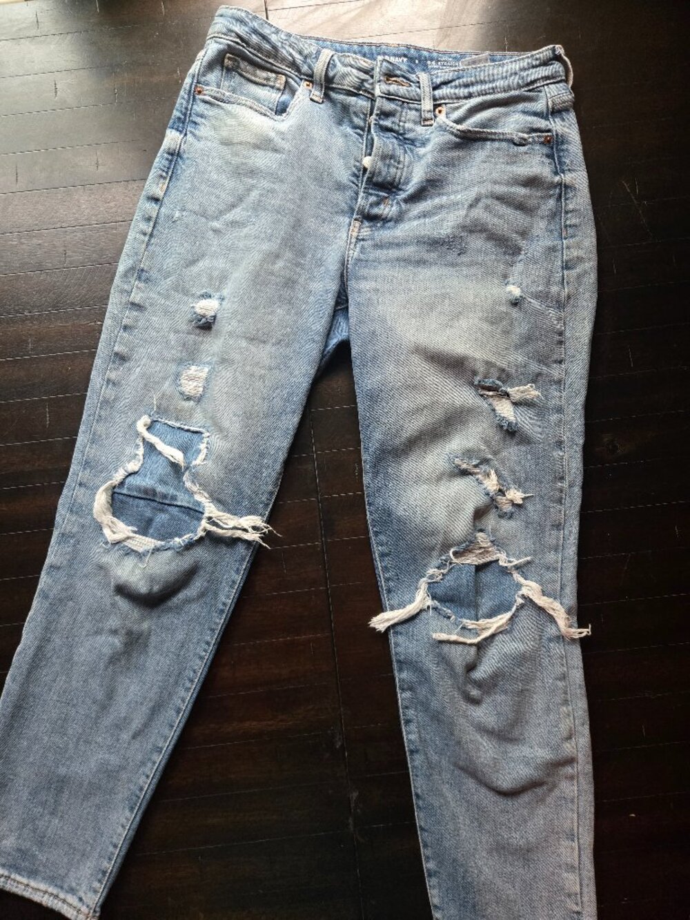 Old Navy Ripoed Boho OG Straight Leg Jeans Sz 8